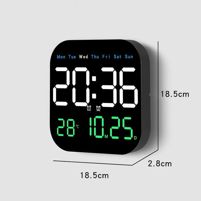 Digitális fal vagy asztali óra, távirányítóval és instabil LED -mel, 6 funkciót jelenítsen meg