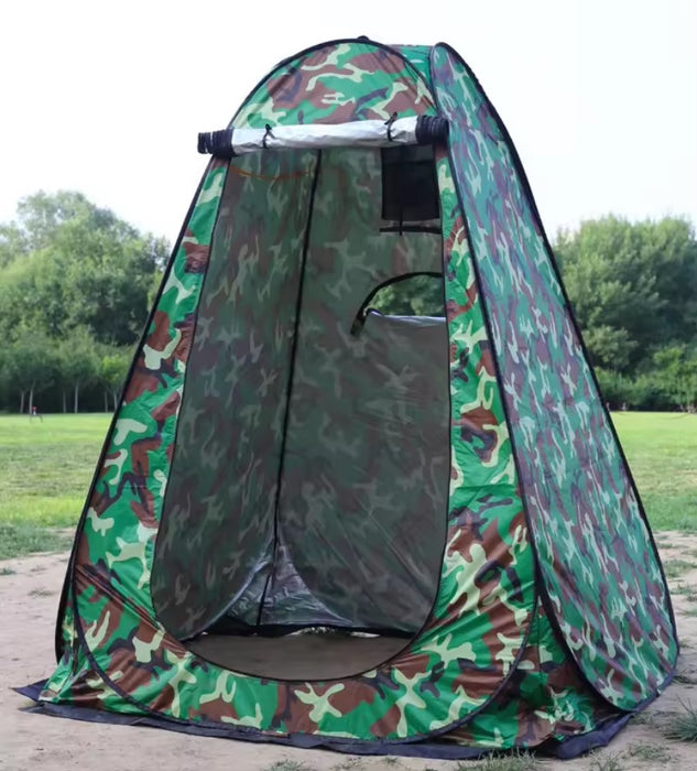 Cort tip cabina dus pentru camping sau pescuit, cu husa pentru transport inclusa, camuflaj