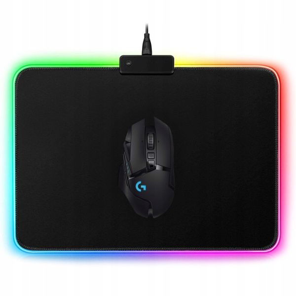 Mousepad de gaming cu iluminare LED RGB 7 Culori, Negru