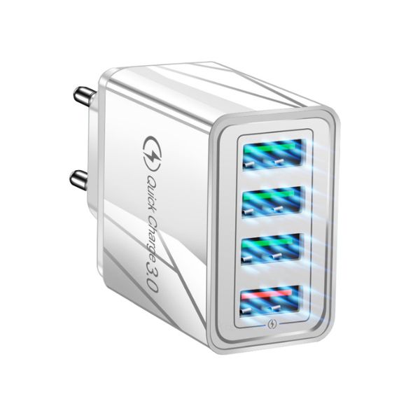 Incarcator cu 4 porturi USB 3.0, Incarcare ultra-rapida 3A, 12V, alb