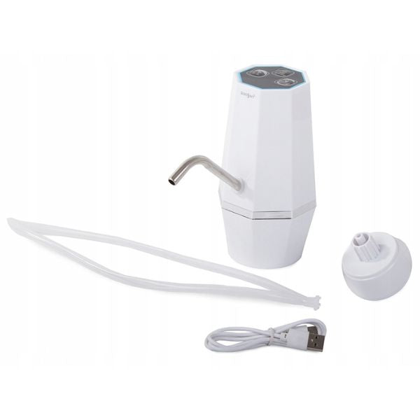 Ηλεκτρική αντλία για δοχείο νερού με φίλτρο περιλαμβάνεται, φόρτωση USB, λευκό