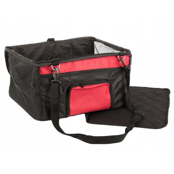 Транспортна чанта за домашни любимци, сгъваема, черна с червено