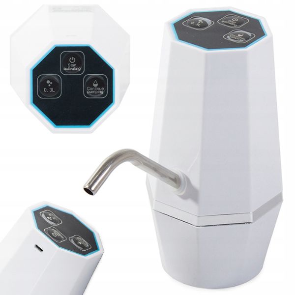 Ηλεκτρική αντλία για δοχείο νερού με φίλτρο περιλαμβάνεται, φόρτωση USB, λευκό
