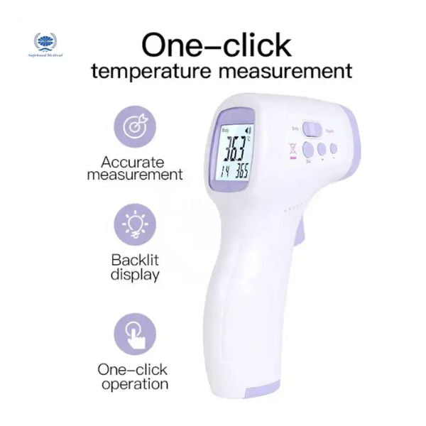 Цифров термометър за тялото, тип инфрачервен, без контакт, LCD дисплей