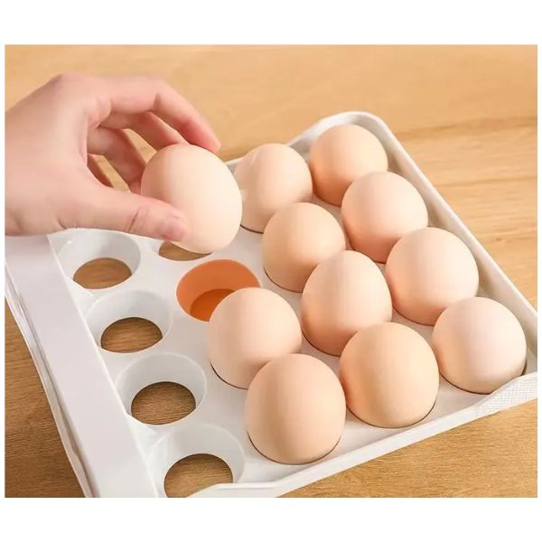 Tojástároló tartály, kapacitás 32 tojás, 2 fiókkal, szürke átlátszó műanyag