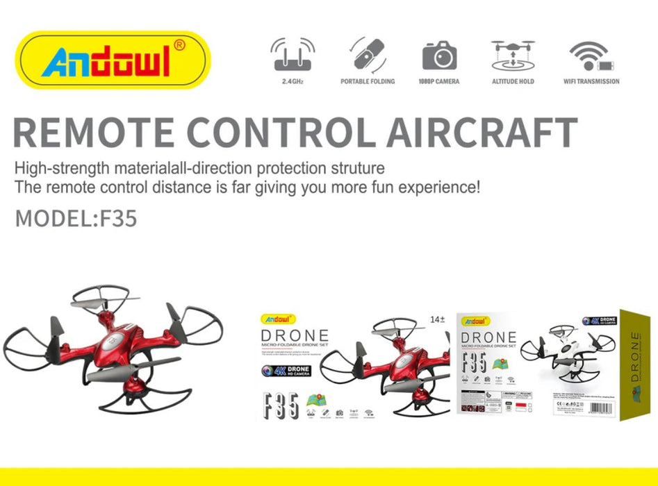 4K βιντεοκάμερα Drone, F35, 3,7V 600mAh μπαταρία, ώρα πτήσης 9 λεπτά, 30 m μακριά, κόκκινο