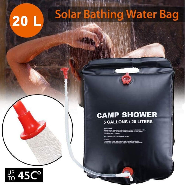 Dus camping, din PVC, capacitate 20 litri, cu incalzire a apei la soare, negru