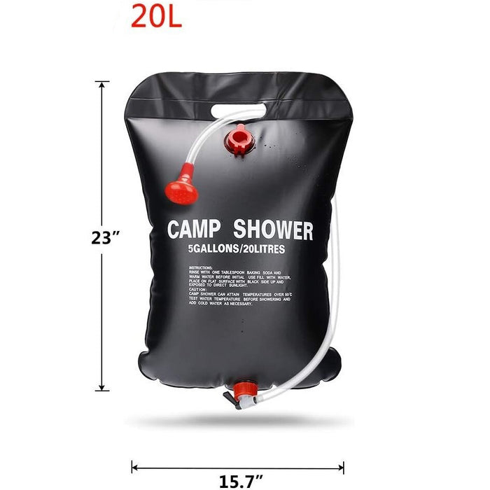 Dus camping, din PVC, capacitate 20 litri, cu incalzire a apei la soare, negru