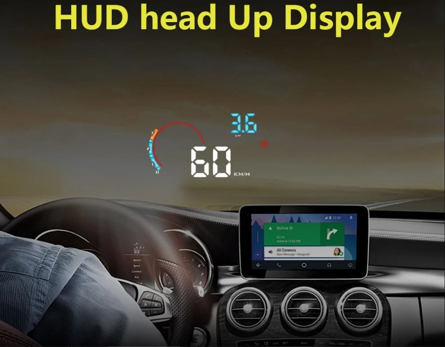 HUD HUD-UP дисплей D2000 5.5 "дисплей, с дисплей на предното стъкло с OB2 жак, с аларма за скорост