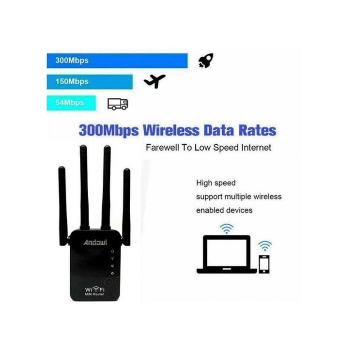 Удължете wifi с единична лента 2.4 GHz, 300Mbps, черно