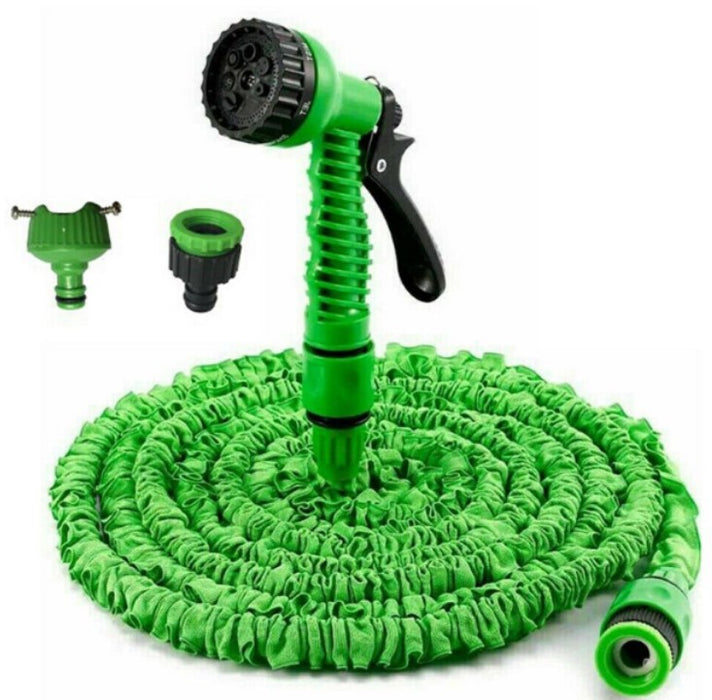 Furtun extensibil de gradina, pana la 30m, cu pistol cu 7 tipuri de jet, cu conectori, albastru-verde