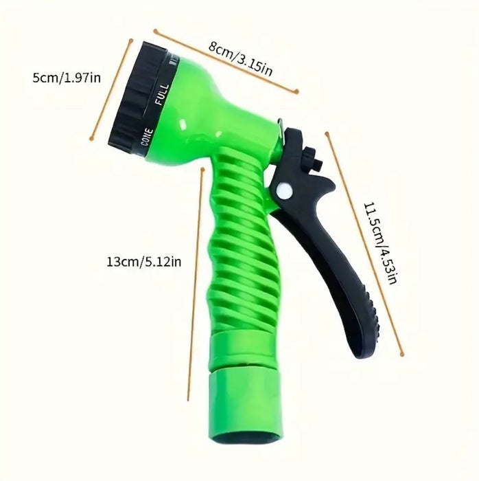 Furtun extensibil de gradina, pana la 30m, cu pistol cu 7 tipuri de jet, cu conectori, albastru-verde