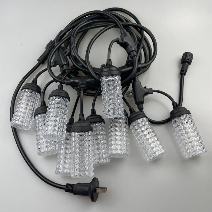 Лека гирлянда за екстериор, 10 LED крушки, IP44, гореща бяла светлина, дълга 10 м