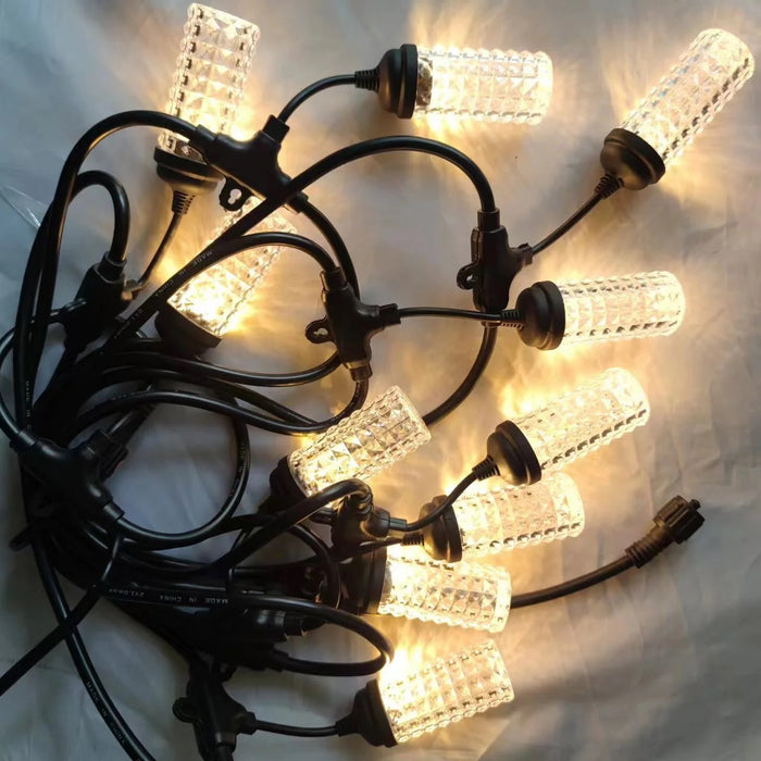 Лека гирлянда за екстериор, 10 LED крушки, IP44, гореща бяла светлина, дълга 10 м