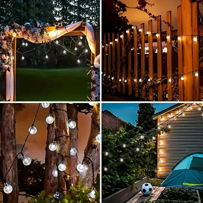 Solar Light Garland, 6,5 m, 20 LED izzó, IP65, hideg, meleg és színes fény