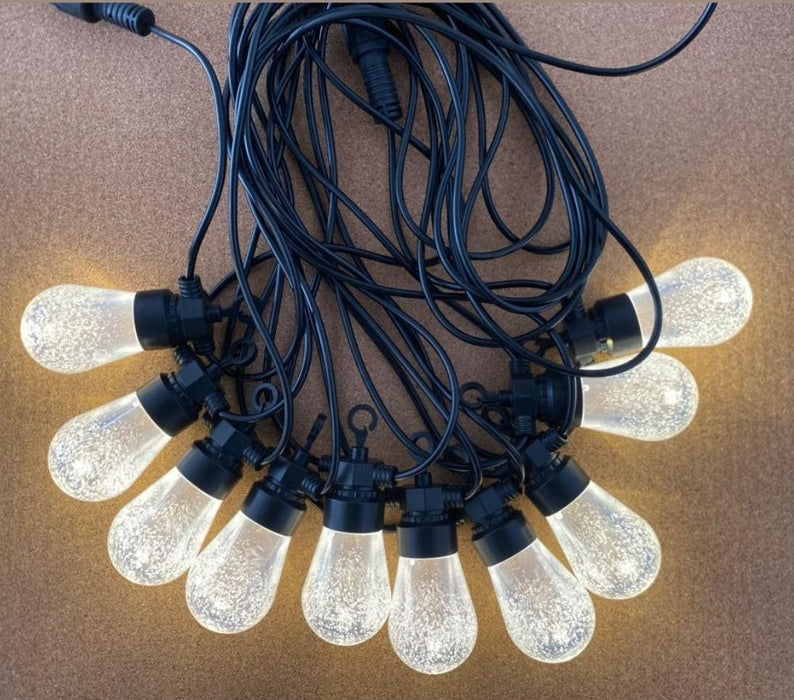 Luminoasa Garland, 10 m, 10 hóval, összekapcsolható, fekete kábel, meleg fény