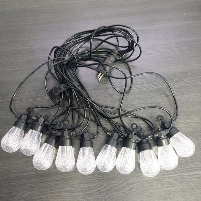 Luminoasa Garland, 10 m, 10 hóval, összekapcsolható, fekete kábel, meleg fény