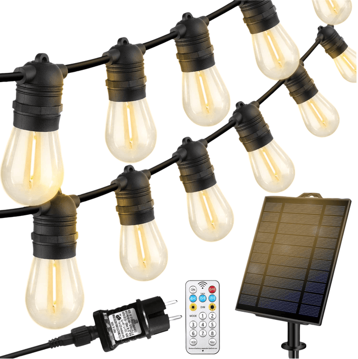 Ghirlanda Luminoasa cu Panou Solar, de 25m/30m cu 25/30 becuri cu lumina calda, cu Telecomanda, E27, IP65,