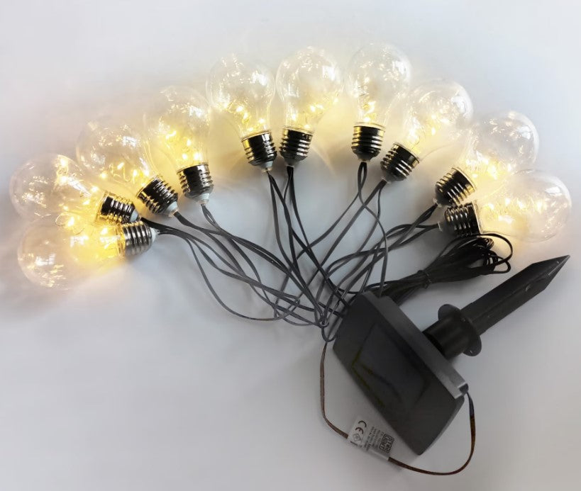 Garland με 10 LED ηλιακούς, εξωτερικούς, κήπους, IP44 λαμπτήρες, διακόπτης on/off