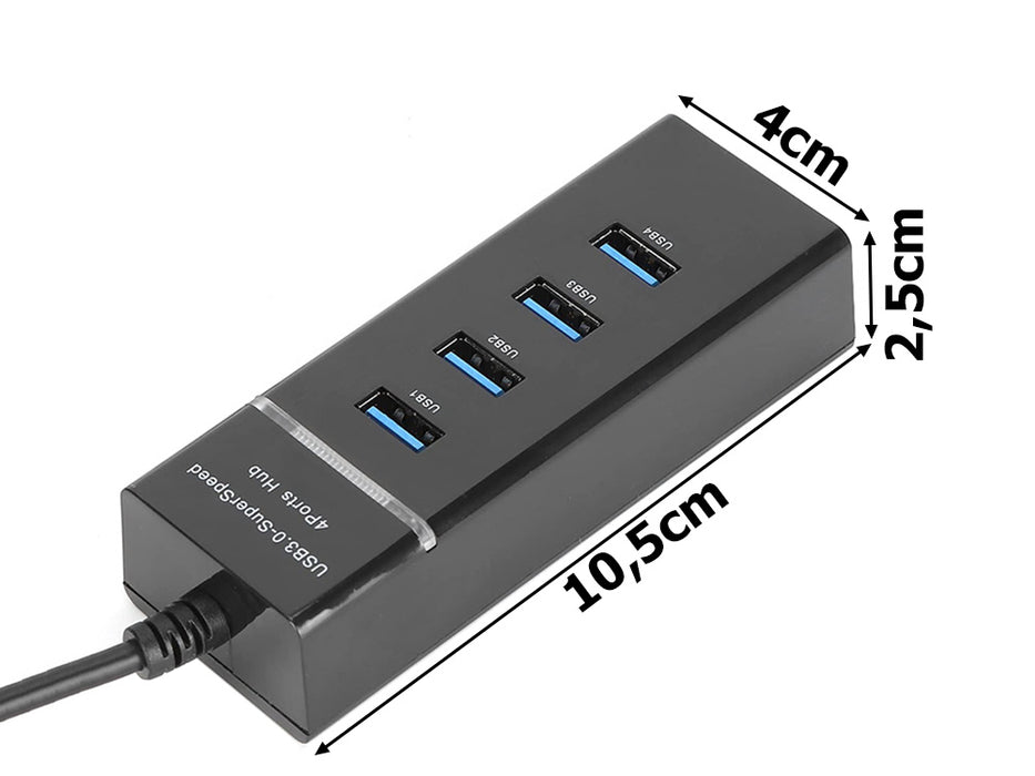 Hub USB cu 4 porturi USB 3.0 viteza transfer de pana la 5Gbps