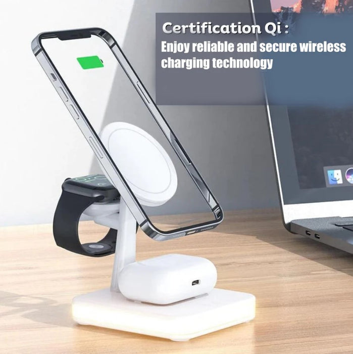 Wireless Charger 4 σε 1 Andowl 991, 25W, iPhone, Iwatch, AirPod Pro 2, με υποδοχή τύπου USB, LED Light, White