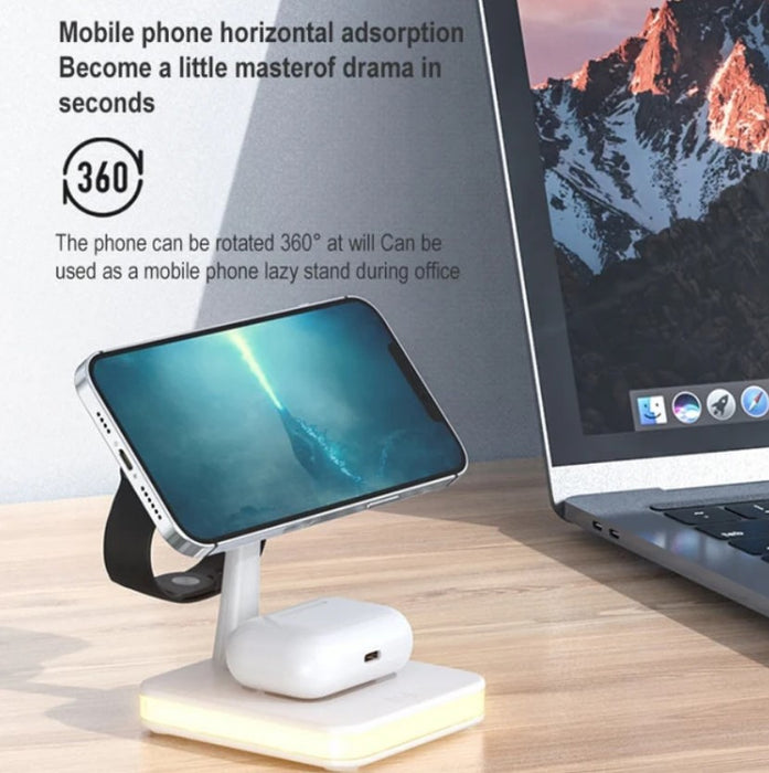 Wireless Charger 4 σε 1 Andowl 991, 25W, iPhone, Iwatch, AirPod Pro 2, με υποδοχή τύπου USB, LED Light, White