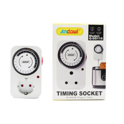 Adaptor de priza programabil mecanic, cu timer 24h, 16A, max 3600W