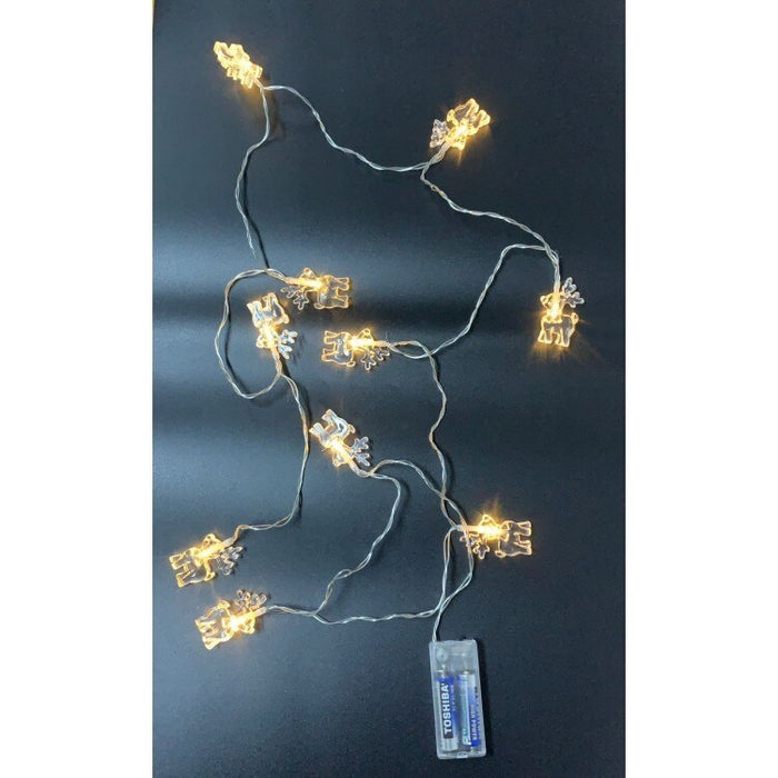 Set de 2 Instalatii Luminoase de Craciun cu Figurine in Forma de Ren, 2x2m, 2x10 LED-uri, Lumina Alba