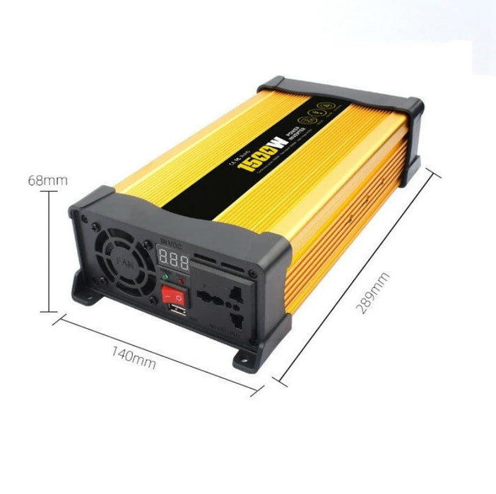 Andowl KS1500 Autófeszültség -inverter, 1500W, 12 V, 220 V, 26 x 11 x 6,5 cm, arany