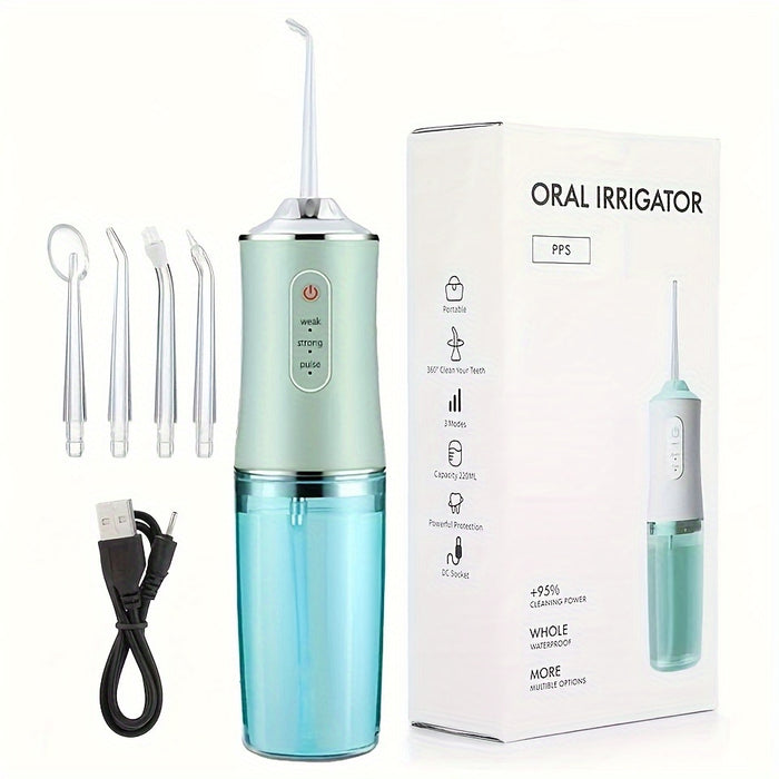 Irigator bucal portabil, profesional, 4 accesorii si 3 moduri curatare, 220mL