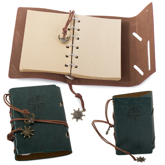 Eco -Leather Retro/Vintage Agenda, 70 Sheets A6, 15 x 10 cm, Dark Green