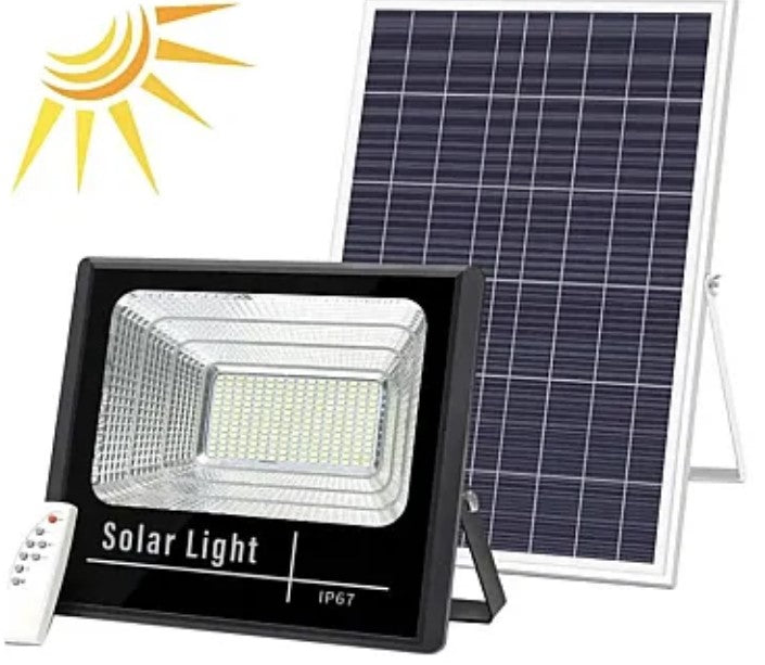 KIT Proiector 100w LED DIMABIL JORTAN cu Panou Solar INDIVIDUAL si Telecomanda