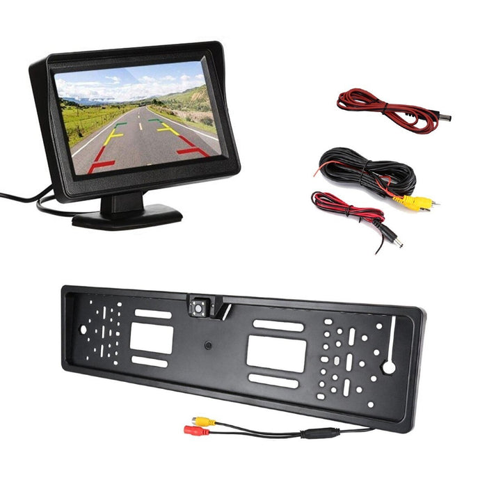 Kit auto 2 in 1, monitor LCD 4.3", suport numar inmatriculare si camera marsarier