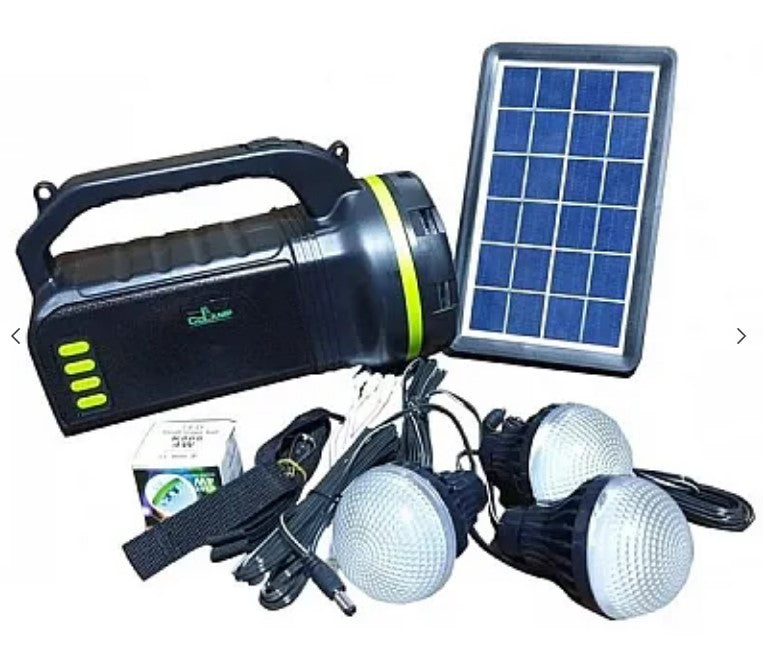 Kit solar CL-18 cu radio și lanternă 10W + 3 becuri