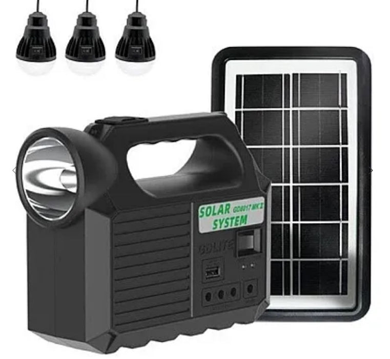 Kit solar GD-8017 MUSIC portabil cu 3 becuri XL