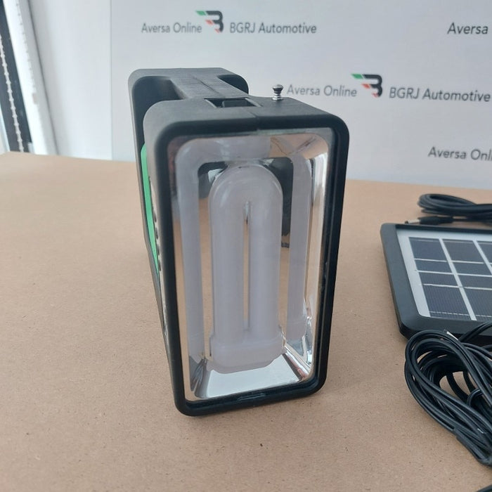 Kit solar GD-Lite 10 dotat cu 3 becuri LED, Portabil, Lanterna, USB, Radio FM, Mp3