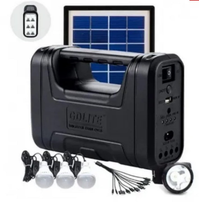 Το GD-Lite Solar Kit 1 εξοπλισμένο με συσκευές USB με 3 λαμπτήρες LED