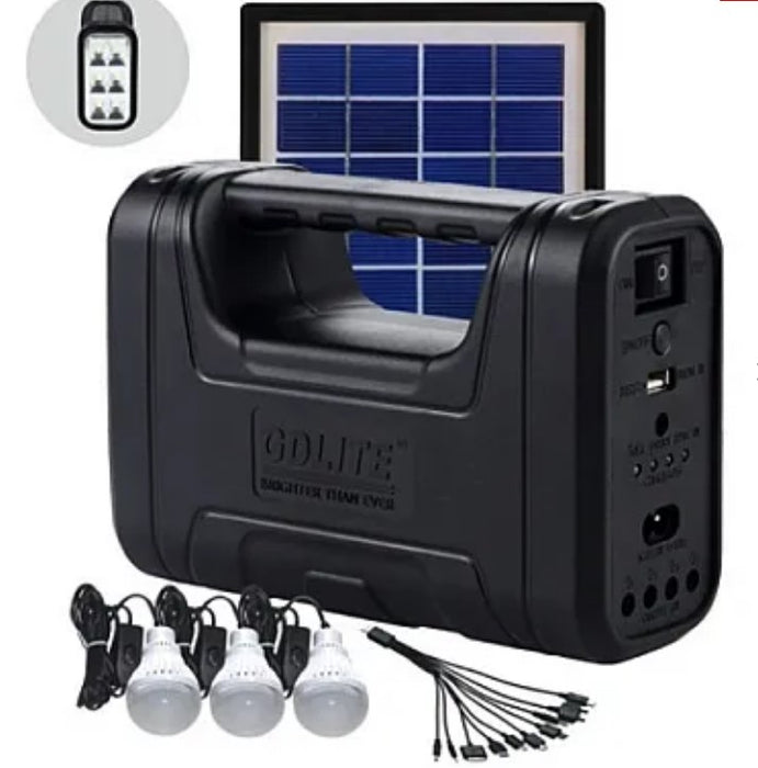 Solar Kit Gd-Lite 8017, оборудван с USB устройства с 3 LED крушки + батерия с голям капацитет