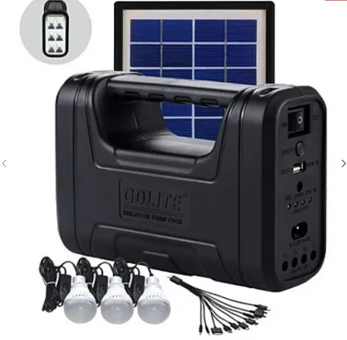 Solar Kit Gd-Lite 8017, оборудван с USB устройства с 3 LED крушки + голяма батерия за капачка на HA