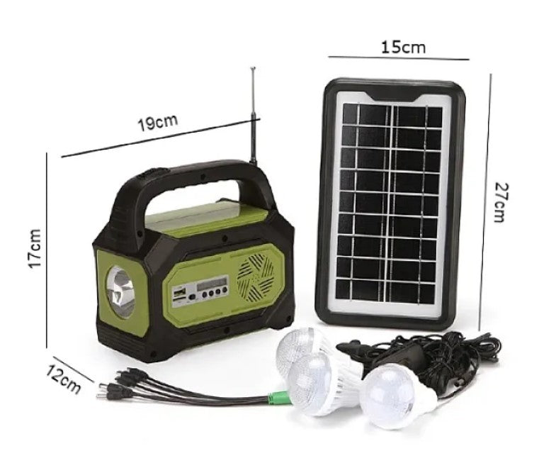 Solar Camping Kit GD-8073 Radio FM USB Lanterne Powerbank 3 LED Bulbs