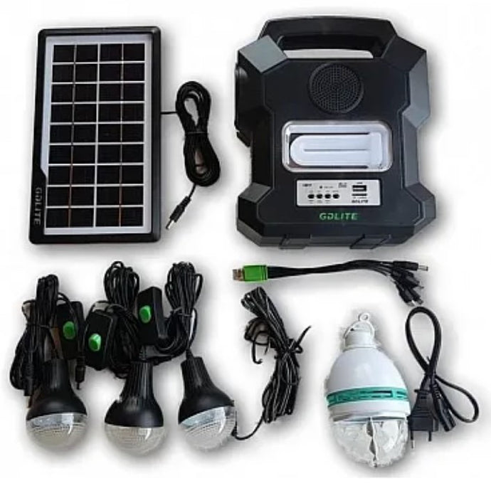 Kit solar portabil Gdlite GD-1000A USB bluetooth radio FM MP3 4 becuri incluse