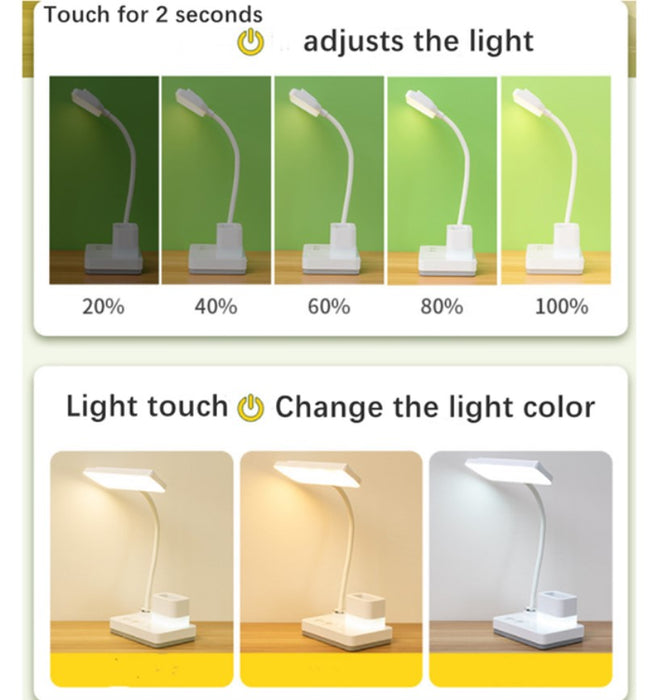 LED LED modell 1945 -es lámpa 4W -os irodához, tollakkal, állítható, 3 világítási mód, instabil, fehér