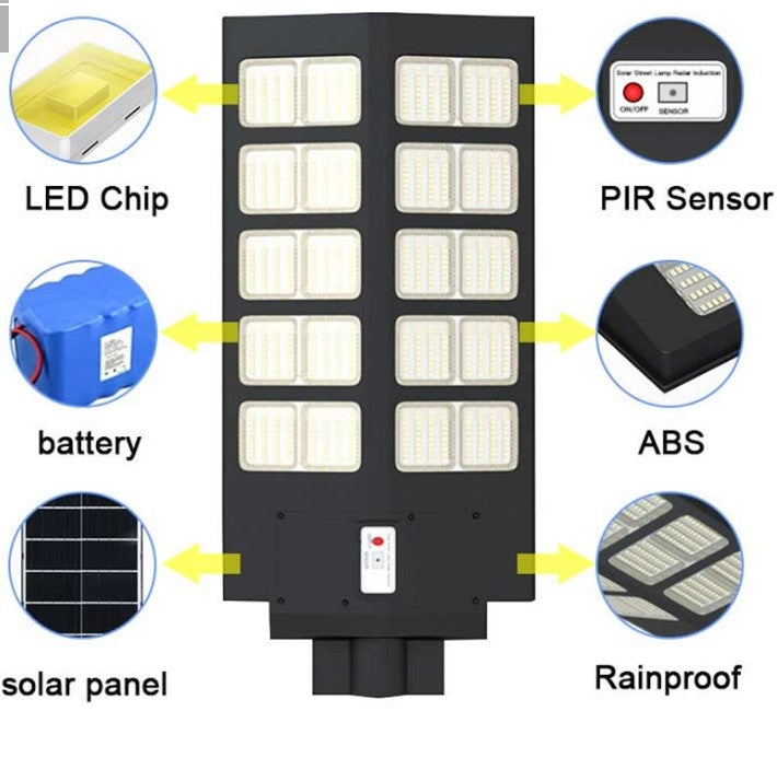 Lampa Solara Dubla Jortan 800W cu Telecomanda 16 CASETE, tip stalp stradal