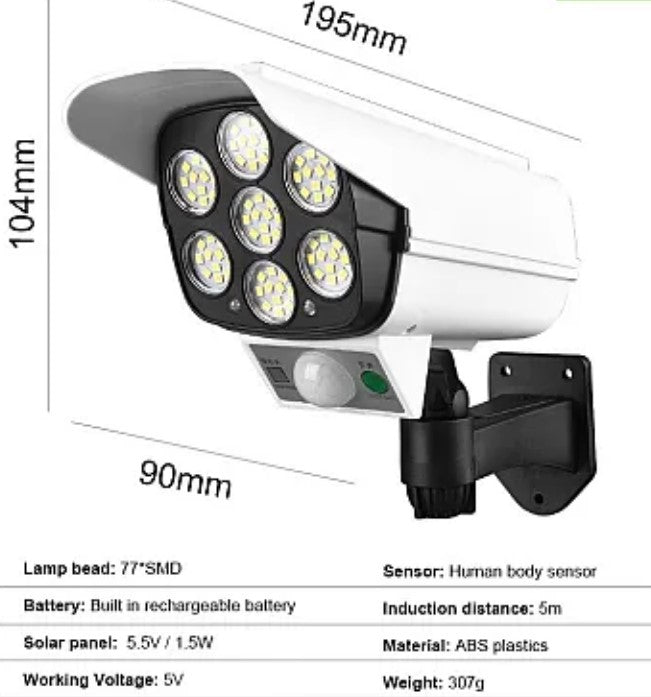 Κάμερα ηλιακής λάμπας 77 LED SMD αισθητήρα φωτός + τηλεχειριστήριο