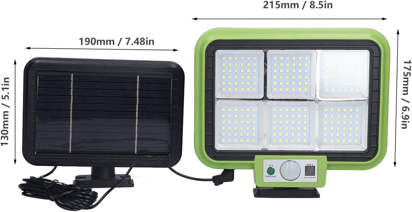 Napelemes lámpa napelemekkel, 216 SMD LED, 50W, mozgásérzékelő és távirányító, zöld