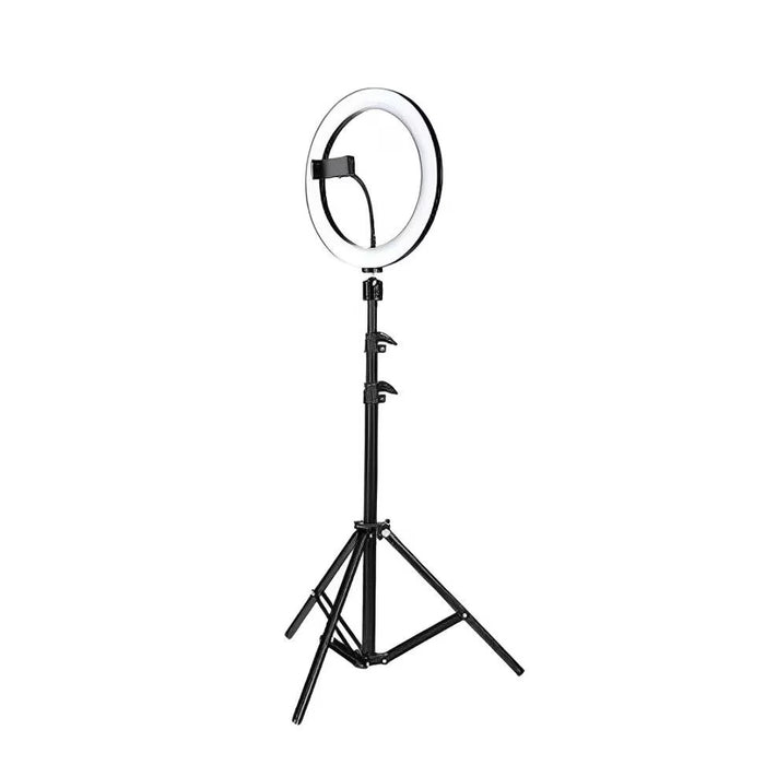 Lampa circulara LED, diametru 20cm, 13", cu telecomanda si trepied 150cm, negru