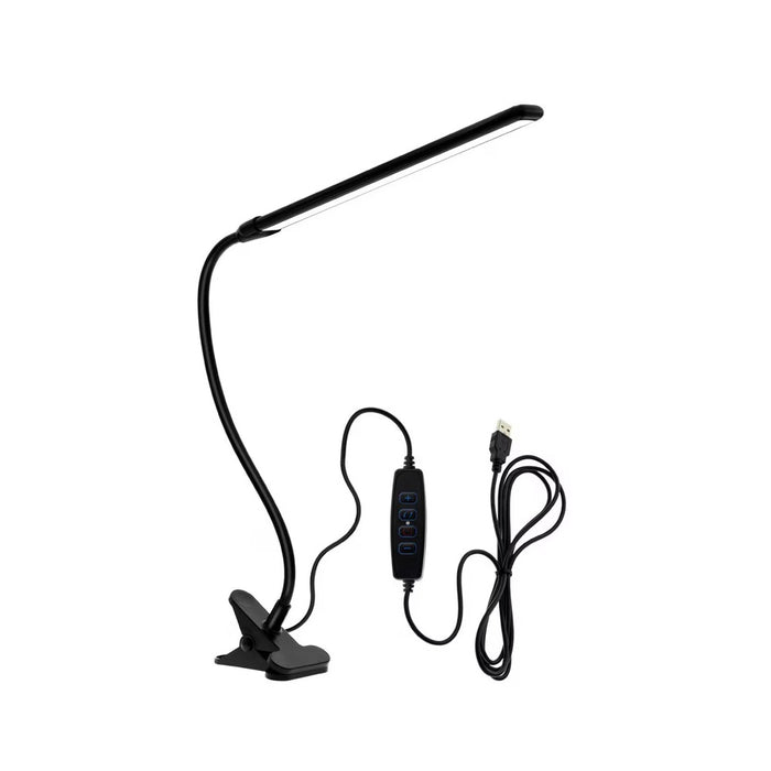 LED Lamp Office με ρυθμιζόμενο, αλουμίνιο και σφιγκτήρα ABS, USB, 13W, 50cm, Black