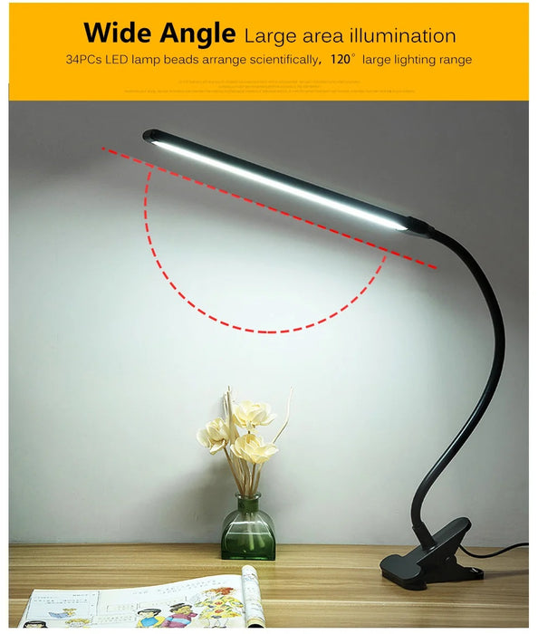 LED Lamp Office με ρυθμιζόμενο, αλουμίνιο και σφιγκτήρα ABS, USB, 13W, 50cm, Black