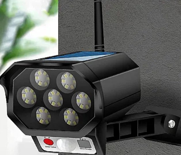 Lampa solara tip camera de supraveghere 35 LED, Senzor de miscare si lumina, cu telecomanda