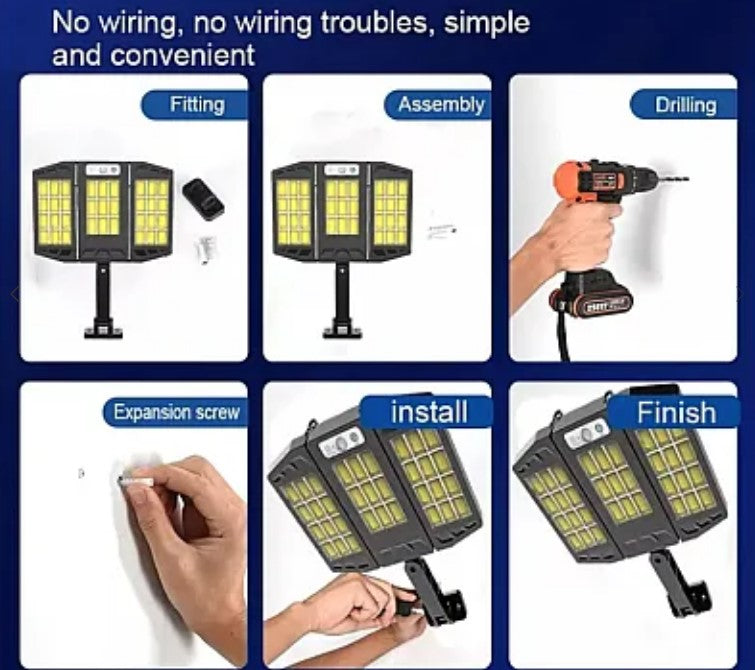 LED Solar Lamp με 10.000 LM Tripla COB Sensor με τηλεχειριστήριο